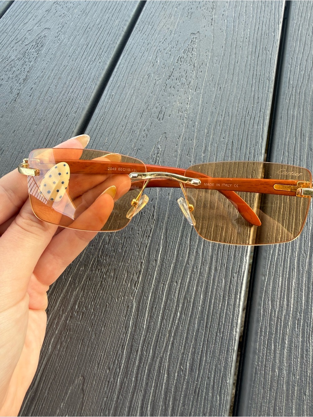 Cartier Rimless Sunglasses Amber Gold